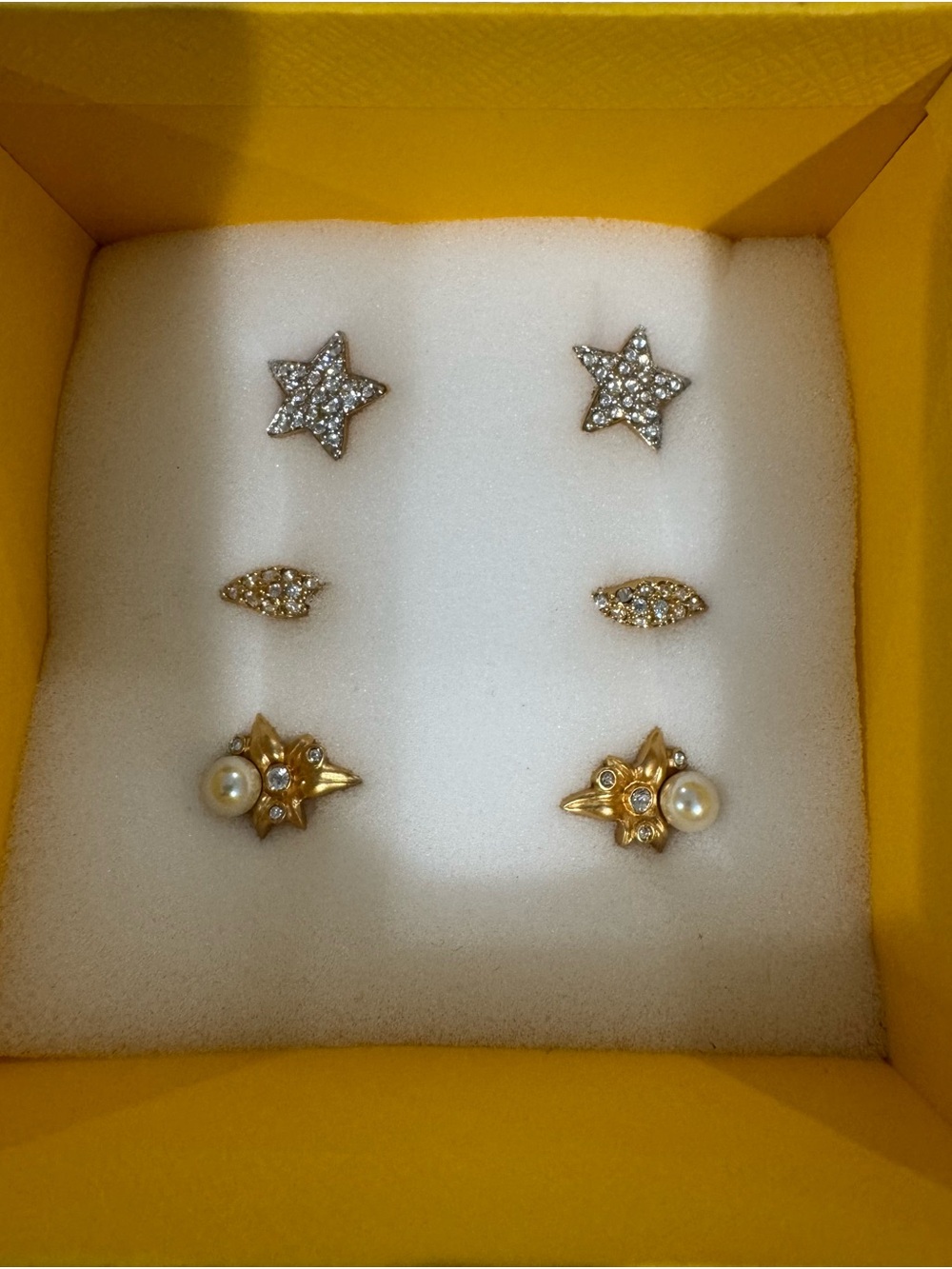 Gold and Silver Star & Pearl Stud Earring Set clip -Women Jewelry